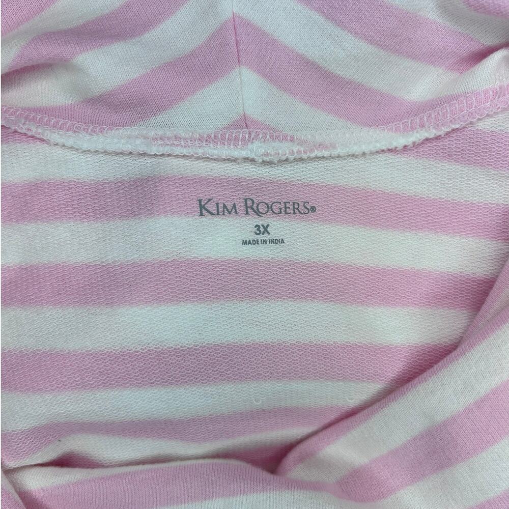 Kim Rogers Womens 3X Pink & White Striped Cowl Neck Top - Picture 8 of 11